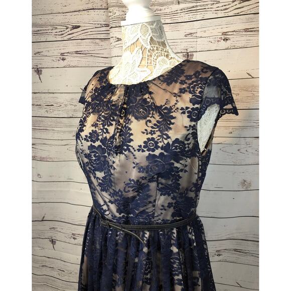 Jessica Howard navy lace dress short sleeved size 14 p - Picture 7 of 12